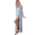 Long Sleeve Blue Two Piece Maxi Dress