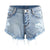 Vintage Ripped Hole Fringe Blue Denim Shorts