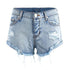 Vintage Ripped Hole Fringe Blue Denim Shorts