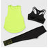 3 Pieces Yoga Set  - Sports Bra, Top, & Leggings