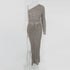 New Knitting Long Dress Women One Shoulder Party Dress