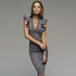 Sleeveless Ruffle Elegant Bodycon Women Deep V-Neck Sexy Party Dress