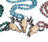 Bull Head Pendant Long Necklace with natural Stone Beads