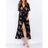 Black Floral Print Long Maxi Dress